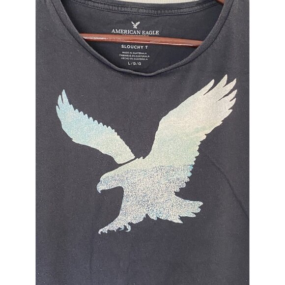 American Eagle Gray S/S T-Shirt Men's Size L Slouchy T Eagle Logo - Picture 5 of 5